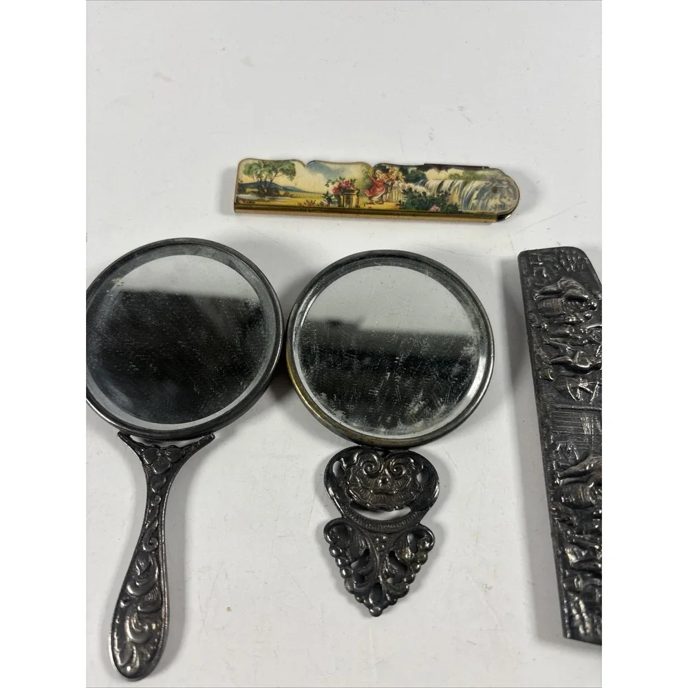 Vintage Desk Vanity Lot Magnifying Glasses Letter Opener Pocket Mirror